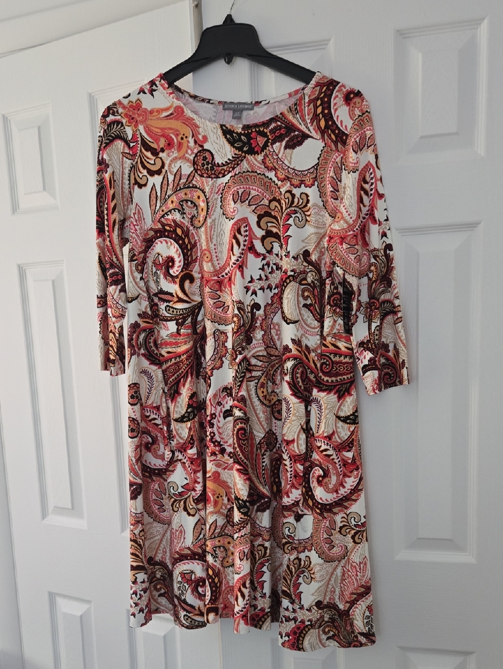 Jessica London, Paisley Swing Dress in Cream, Red & Brown, Size 16W